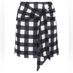 Mother‎ of Pearl London Silk Cotton Navy Jumbo Check Skirt